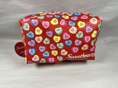 NWT Sweethearts Conversation Hearts  Valentines Day Makeup Cosmetic Bag Case 