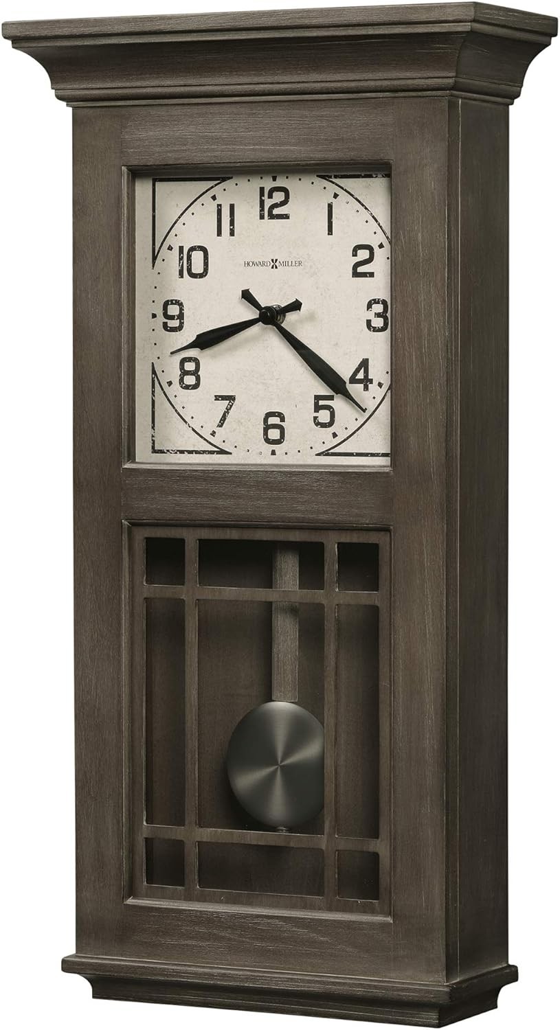 Howard Miller Amos Wooden Pendulum Wall Clock - Vintage Style with Westminster Q