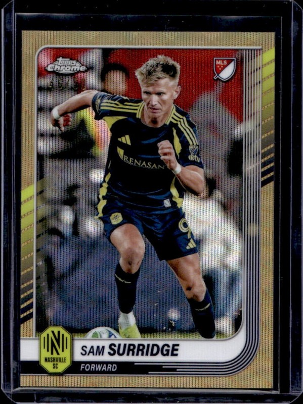 2025 Topps Chrome MLS Sam Surridge Gold Wave Refractor #/50 Nashville