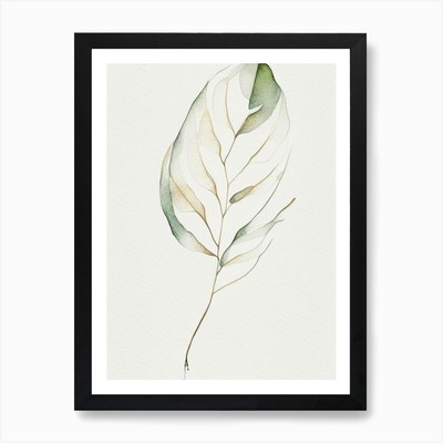 Vanilleblatt minimalistisches Aquarell gerahmt Wandbild Poster Leinwanddruck Bild