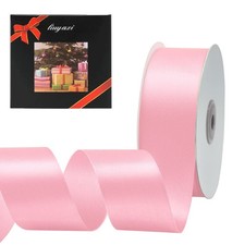Double Faced Satin Ribbon 1 Inch x 50 Yards Pink Solid Color Crafts Gift Wrap