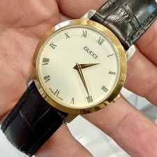Vintage GUCCI 2200M Quartz Gold Plated Unisex 33mm Swiss Watch NEW BATTERY!