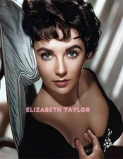 ELIZABETH TAYLOR #100 BEAUTIFUL COLORIZED  PHOTO 11 X 8.5 SHIPS FREE