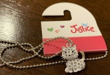 NWT JUSTICE Girls White Cat NECKLACE NEW