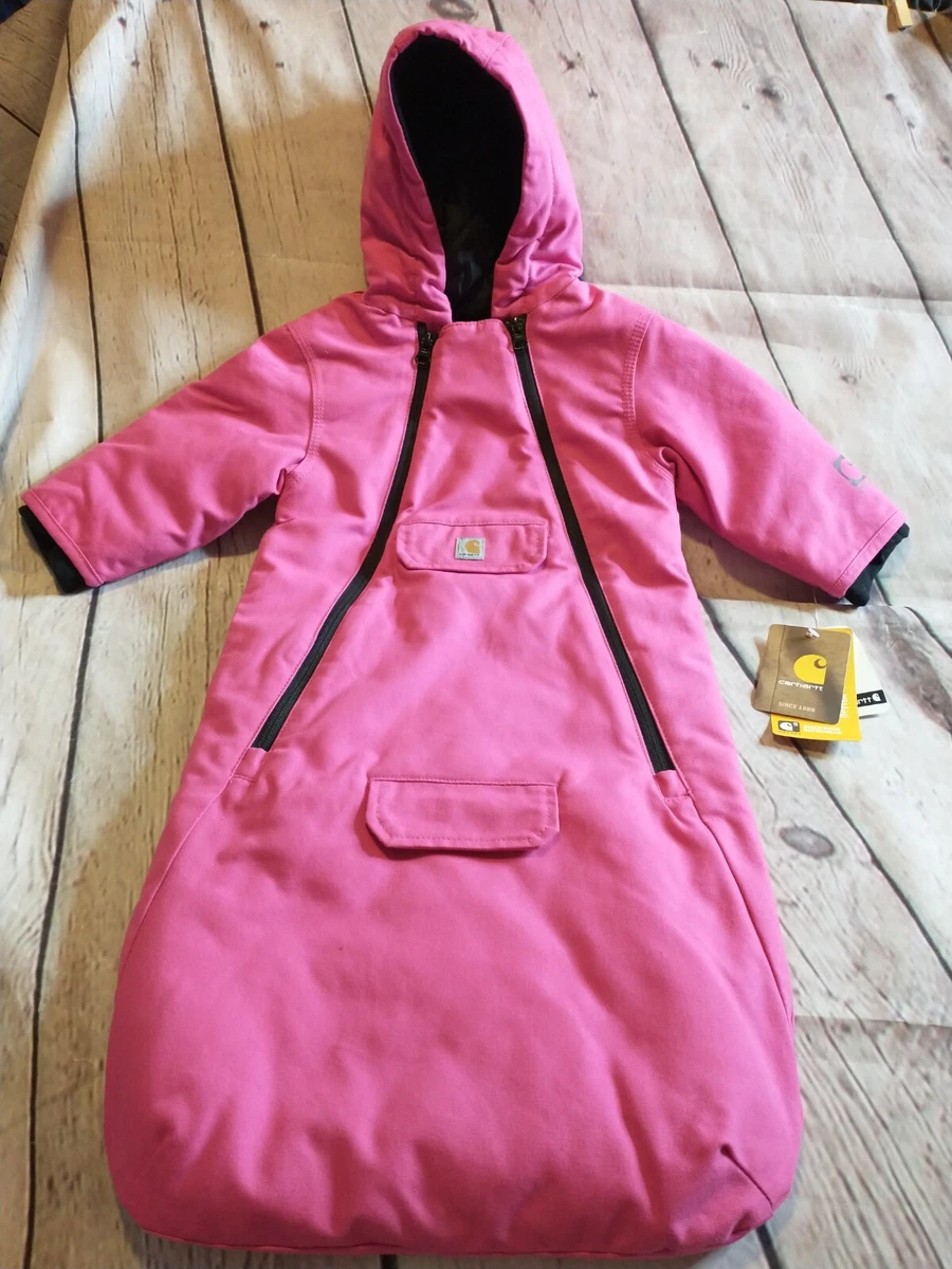 Carhartt Baby Girls' Quick Duck Snowsuit Pink Canvas Bunting Car