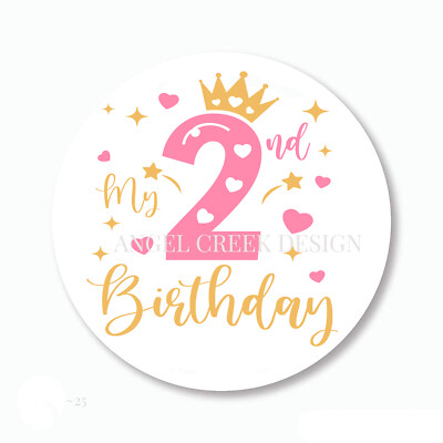 Pink Princess 2nd Birthday Scrapbook Stickers Party Favors Envelope ...