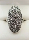 Vintage Marcasite Sterling Silver 1" Long Estate Ring Sz 6