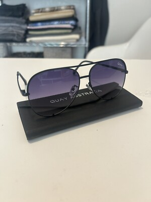 Quay Australia High Key Black Fade Polarized  Aviator Sunglasses New