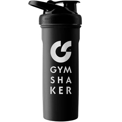 Protein Shaker Edelstahl doppelt isolierte Trinkflasche Schwarz von GYMSHAKER