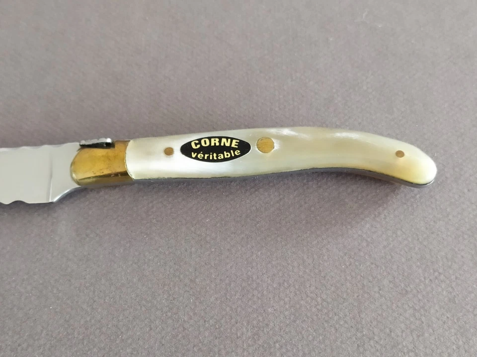 LAGUIOLE CLAUDE DOZORME COUTEAU A VIANDE EN CORNE VERITABLE COFFRET BOIS - Photo 4/4