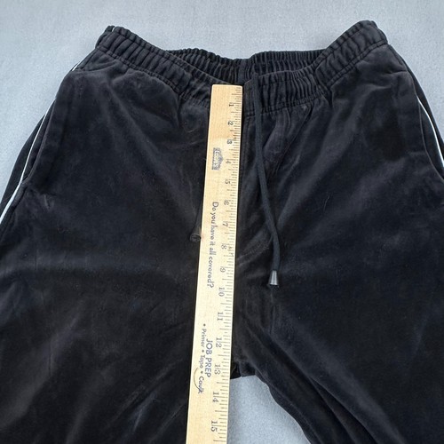 VTG Koman Velour Jogger Pants M Black Baggy Y2K Heavyweight Zip Ankles Pockets - Picture 13 of 15