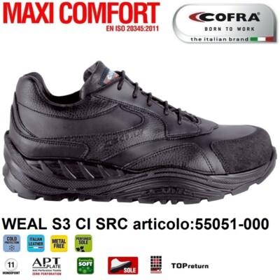 SICHERHEITSSCHUHE COFRA WEAL S3 CI SRC Leder wasserabweisend Metal Free 