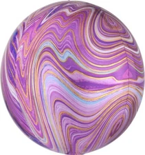 15" Round Purple Marblez Orbz Foil Balloon