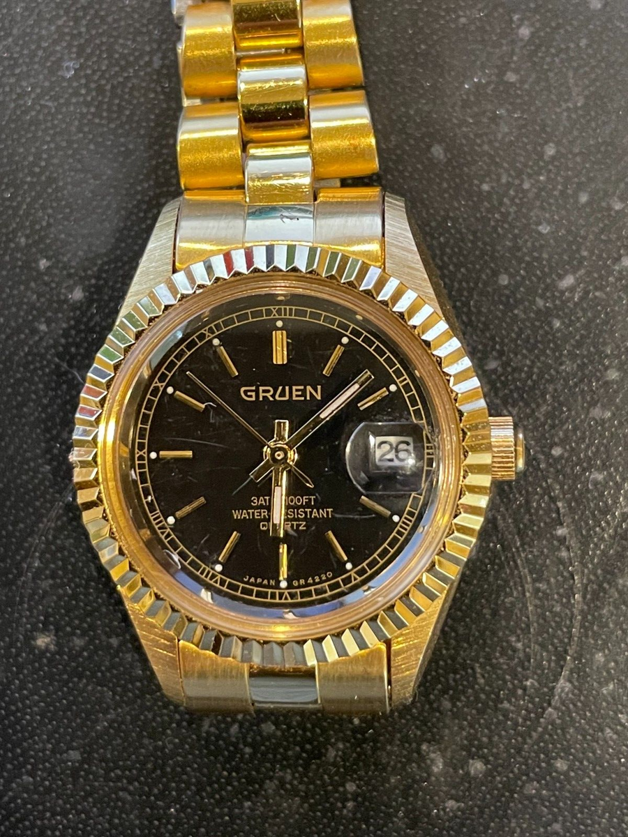 Ladies Gold-Toned Gruen Quartz Watch 243-2015 - NEW BATTERY | eBay