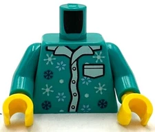 Lego New Minifig Dark Turquoise Torso Pajamas 4 Buttons White Collar Pockets