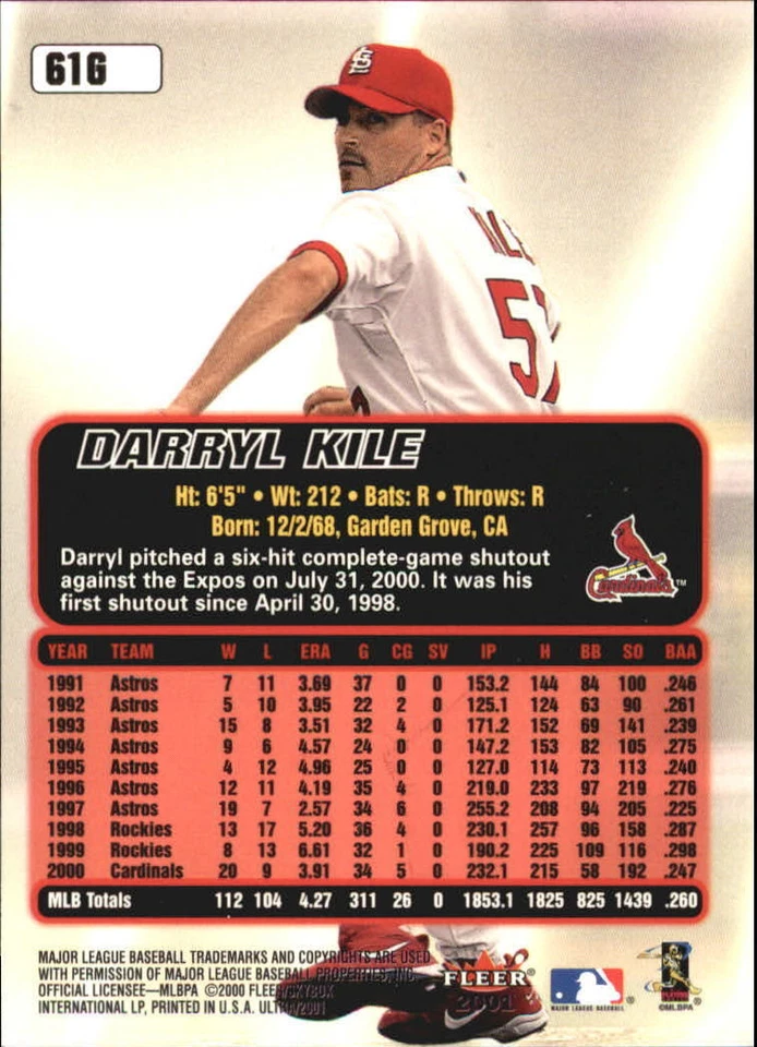 2001 Ultra Gold Medallion #61 Darryl Kile - NM-MT - Image 2 of 2