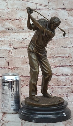 Signed; Milo, REAL BRONZE SCULPTURE GOLF GOLFER STATUE FIGURINE DECORATIVE DEAL - Picture 2 of 10