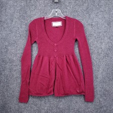 VINTAGE American Eagle Cardigan Womens Small Red Waffle Knit Sweater Dress Y2K