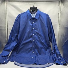 Tommy Hilfiger Men Stretch Shirt Button Up Blue Size XXL Logo