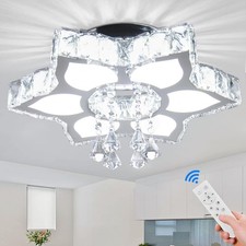 16.1'' Crystal Ceiling Light Fixture, Modern Flower Chandelier, Dimmable Flus...