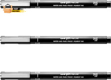 PIN Drawing Pen FINELINER Ultra FINE LINE Marker 0.05Mm Black Ink - Pack of 3
