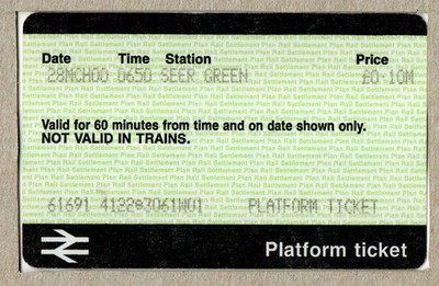 Seer Green W01 - Final APTIS Platform Ticket - 2000 Chiltern Trains RSP 4599/14