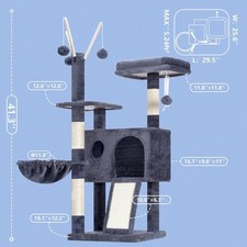 Hey- Cat Tree Tower, Scratching Posts with Removable Toys, Cozy
