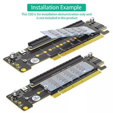 For M.2 NVMe SSD PCIe 4.0 X16 to Dual NVMe and 1xMore PCIe x16 x8 Signal Adapter