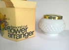 Vintage 1970s Milk Glass Flower Arranger Frog w Box Made i England by Ted Arnold