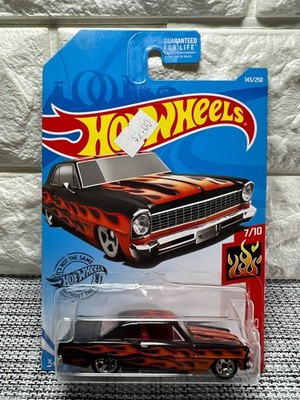 Hot Wheels HW Flames 7/10 '66 Chevy Nova 143/250 Black