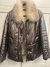 Walter Leder Lederjacke Winterjacke Echtleder Metallic Seide Bronze 40 Pelz