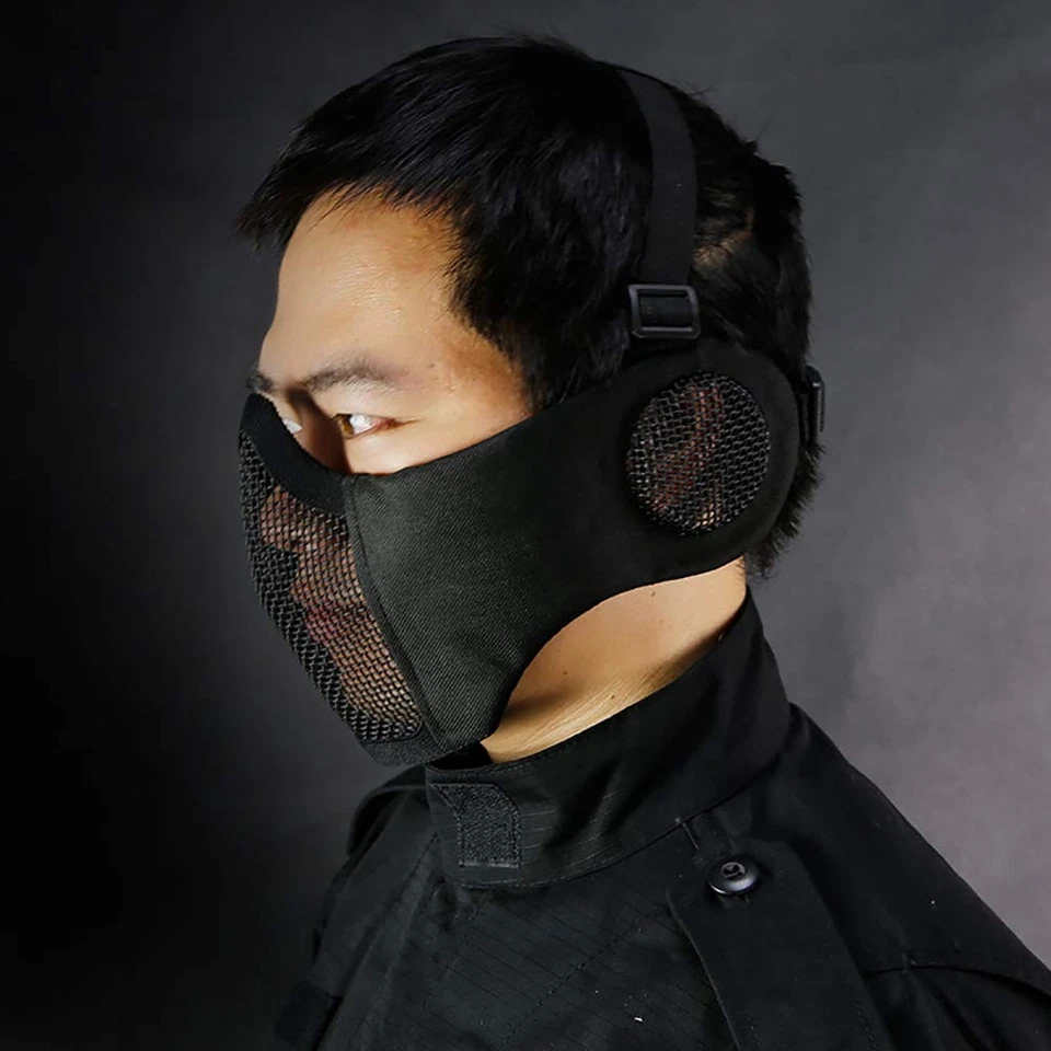 Airsoft Mesh Mask, Half Face Mesh Masks with Ear Protection for CS/Hunting/Pa... - Image 4 of 4