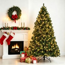 4FT/5FT/6FT/7FT Artificial Christmas Tree LED Lights Realistic with Metal Stand