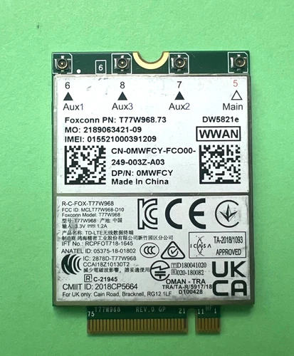 Dell WWAN DW5821e T77W968 LTE 4G MWFCY Dell Latitude  7424 5420 5424