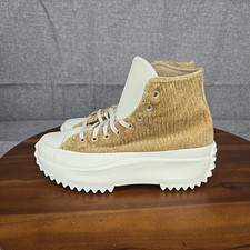Converse Run Star Hike High Top Corduroy Tan White Platform Sneakers A03253C
