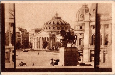 Bucharest Königspalast-Square Rumänisches Athenäum RPPC Postkarte