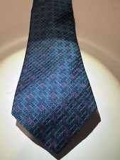 Michelsons of London Men's Seven Fold Geometric Tie Blue Purple Archive