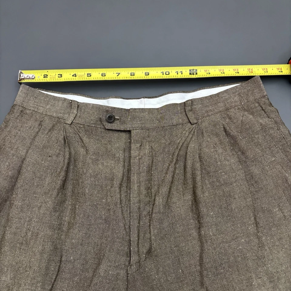 Pantalones Braggi Louis Raphael 34x27 Marrón Mezcla de Lino Puños Sueltos Slouchy - ¡DEFECTOS! Foto 3 de 4