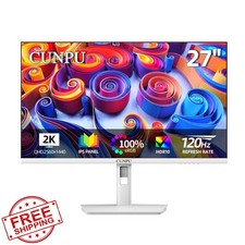 CUNPU 27" QHD 1440p 120Hz IPS Gaming Monitor White VESA Tilt