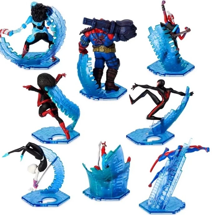 Juego de 8 figuras de lujo Disney Spiderman Across The Spiderverse Nuevo en caja sin abrir Foto 2 de 2