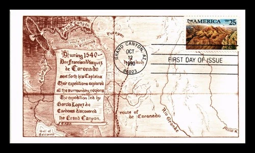 US COVER GRAND CANYON PUAS AMERICA FIRST DAY ISSUE CORONADO ALL OVER MAP
