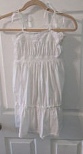 Ralph Lauren Girls Dress White Cotton Crochet Lace Sleeveless Lined Sz 6 6X VGUC