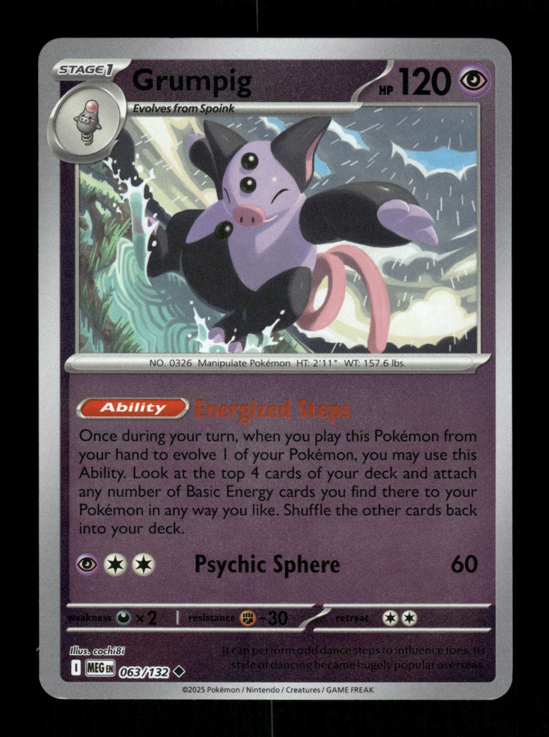 Grumpig Reverse Holo Uncommon ME01: Mega Evolution 063/132 NM Pokemon