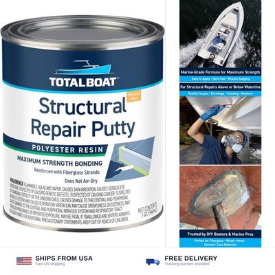 TotalBoat Polyester Structural Repair Putty - Marine Grade Long Strand Fiber ...