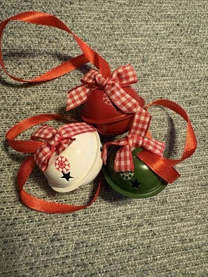 New 3pc Christmas Metal Jingle Bells 1.5'' Decorations Ornaments