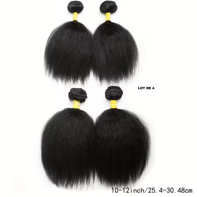 Lot de 4 mèches pour tissage yaki noir 1B extensions de cheveux longs 50cm