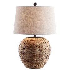 JONATHAN Y 24.5" Natural Water Hyacinth Farmhouse Basket Table Lamp, Coastal ...