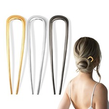3PCS Metal French Hair Pin5", Elegant Durable U Shaped Hair Pins for Women,...