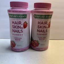 2 NATURE'S BOUNTY HAIR SKIN NAILS GUMMIES STRAWBERRY BIOTIN 140CT EXP 07/26