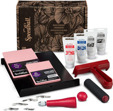 Deluxe Linocut Block Printing Kit, for Fabric, 14 Pieces, Includes Inks, Brayer,